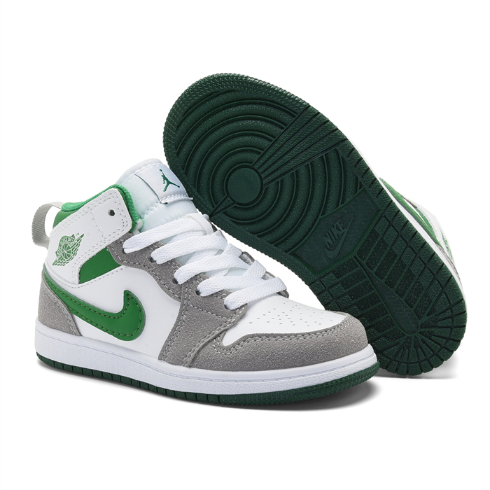 Youth Running Weapon Air Jordan 1 White/Grey Shoes 0117